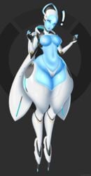 1girls 2d armor blizzard_entertainment blue_body blue_eyes breasts covered_nipples echo_(overwatch) female female_only medium_breasts metallic_body omnic overwatch robot robot_girl surprised thethighmessiah thick_thighs thong wide_hips wings