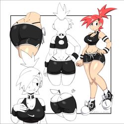 1girls artist_name ass athletic athletic_female athletic_wear back_piercing bike_shorts black_eyes black_nails booty cartoon_network choker cleavage female foster's_home_for_imaginary_friends frankie_foster hairpin mossy_(artist) nike official_mossy ponytail red_hair shoes shorts sneakers sports_bra sportswear streetwear thong_above_shorts thong_straps