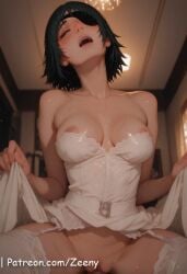 1boy 1girls ai_generated anus artist_name ass balls big_ass big_breast big_breasts blush breasts chainsaw_man curvy curvy_body curvy_female exposed_breasts eye_patch female female_on_cloth female_on_top green_eyes green_hair hi_res high_quality high_res high_resolution highres himeno_(chainsaw_man) large_breasts long_sleeves male necktie nipple nipples nude open_mouth patreon patreon_username penis penis_in_pussy pussy sex short_hair solo_focus straight sweat tagme testicles tongue tongue_out uncensored vaginal_penetration watermark wet_clothes zeeneee