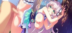 1boy 1boy1girl 1girl against_tree animated bent_over bouncing_breasts breasts censored clothed dress game_cg gif hair_ornament hanging_breasts heavy_breathing horns insertion kukunochi_(ayakashi_rumble) kukunochi_(techcronoss) large_breasts leg_up long_hair mosaic_censoring nipples open_clothes open_dress orgasm penis pointy_ears pussy sex skirt_lift standing_doggy_style standing_sex straight_hair swinging_breasts techcronoss tree vaginal vaginal_insertion vaginal_penetration white_hair