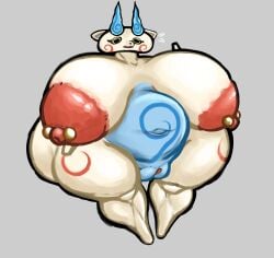 absurd_res anthro asian_mythology belly big_breasts blue_belly blue_fire breasts canid canine colored_fire east_asian_mythology eyelashes female fire foo_dog full-length_portrait gatofashado genitals half-closed_eyes hi_res huge_breasts japanese_mythology komainu komasan level-5 mammal markings mythology narrowed_eyes navel nipple_piercing nipples nude piercing portrait rule_63 simple_background solo spirit standing thick_thighs vulva white_body wide_hips worried yo-kai_watch yokai