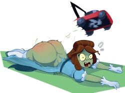 breasts curvy dat_ass electronic_arts female female_only lawnmower lawnmower_(pvz) mckeyes parasol_zombie_(pvz) plants_vs_zombies popcap ripped_clothing ripped_pants tears undead zombie zombie_(pvz) zombie_girl