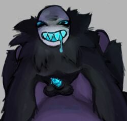 anthro balls blank_background blue_penis die_of_death_(roblox) drooling feral monster pov precum pursuer_(die_of_death) roblox roblox_game tuft