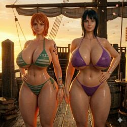 3d ai_generated big_ass big_breasts female female_only nami_(one_piece) nico_robin one_piece