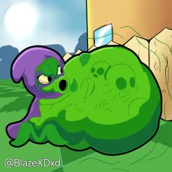 anthro anthrofied ass belly belly_bulge blazexdxd breasts digestion female female_pred flora_fauna green_shadow_(pvz) hyper peashooter_(pvz) plant plant_girl plant_humanoid plantie plants_vs._zombies plants_vs_zombies popcap_games pred vore vore_belly