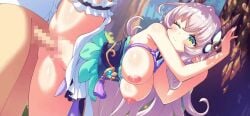 1boy 1boy1girl 1girl against_tree animated bent_over bouncing_breasts breasts censored clothed dress game_cg hair_ornament hanging_breasts heavy_breathing horns insertion kukunochi_(ayakashi_rumble) kukunochi_(techcronoss) large_breasts leg_up long_hair mosaic_censoring nipples open_clothes open_dress orgasm penis pointy_ears pussy sex skirt_lift standing_doggy_style standing_sex straight_hair swinging_breasts techcronoss tree vaginal vaginal_insertion vaginal_penetration white_hair
