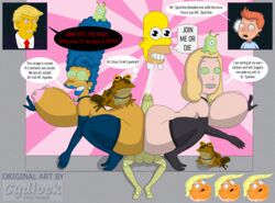 alternate_breast_size assjob beth_smith blank_eyes blue_lipstick brain_slug buttjob crossover cydlock donald_j_trump donald_trump funny green_eyes homer_simpson huge_breasts hypnotoad marge_simpson meme mind_control mr._sparkle patrick_pewterschmidt political_cartoon politics possession rick_and_morty sadnessfactory shitpost text text_bubble the_simpsons what yellow_skin