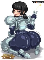 1girls :p armor armored_female ass ass_focus big_ass big_butt black_hair blannis_art blue_eyes blush bodysuit bottom_heavy bubble_ass bubble_butt fat_ass fat_butt female female_only huge_ass huge_butt invincible invincible_(tv_series) jiggling_ass large_breasts large_butt looking_at_viewer looking_back patreon peace_sign shaking_ass skindentation tech_jacket tech_jacket_(zoe_thompson) thick_ass thick_thighs tight_clothing tongue twerking v_sign wide_hips