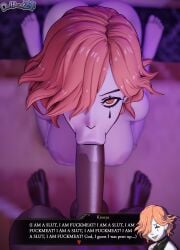 1boy 1girls 3d :>= ass balls bare_shoulders big_ass breasts church cock_worship completely_nude dark-skinned_male dark_skin dochaunt24 english_text excited facial_mark facial_tattoo fellatio female female_focus femsub fire_emblem fire_emblem:_three_houses from_above gray_body gray_lips gray_lipstick grey_body grey_lips grey_lipstick hair_over_one_eye hands_on_own_knees happy happy_sub horny horny_female indoors insult interracial kneeling kneeling_oral_position kronya_(fire_emblem) large_breasts large_penis legs lipstick looking_at_viewer looking_up male male_pov maledom night nintendo nipples nude nude_female oral orange_hair pale-skinned_female pale_skin penis pov self_degradation sex short_hair shoulders slave solo_focus tattoo testicles text text_box uncensored worship