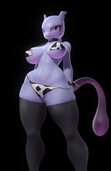 1girls 3d anthro big_breasts bikini breasts cleavage clothing collar cow_print cow_print_bikini female female_only furry mewtwo nintendo nipples_visible_through_clothing pink_eyes pokemon pokemon_(species) purple_body purple_skin robinasplind1 skimpy solo solo_female source_filmmaker spiked_bracelet spiked_collar tail thick_thighs thighhighs wide_hips