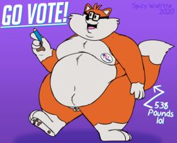 2020 absurd_res anthro balls belly big_belly biped buried_penis canid canine chubby_cheeks digital_drawing_(artwork) digital_media_(artwork) dipstick_tail english_text eyewear fivethirtyeight fivey_fox flaccid fox fupa fur genitals glasses hi_res male mammal moobs morbidly_obese morbidly_obese_anthro multicolored_body multicolored_fur multicolored_tail navel nude obese obese_anthro obese_male open_mouth orange_body orange_fur overweight overweight_anthro overweight_male pencil_(object) penis politics raised_foot signature simple_background sketch small_balls small_penis smile solo spicy_wahtte standing text thick_thighs white_body white_fur wide_hips