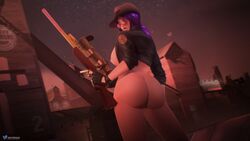 1girls 3d ass axistryker breasts female female_only femsniper lipstick nipples purple_eyes purple_hair pussy rule_63 sniper sniper_(team_fortress_2) solo source_filmmaker team_fortress_2 valve