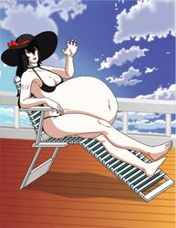 animated big_belly bikini female_pred looking_at_viewer same_size_vore shibekutaato_(artist) voka_vorewitch vore witch