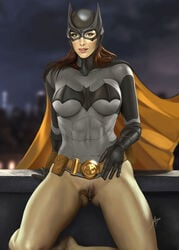 arion69 barbara_gordon batgirl bottomless cape dc dc_comics dripping dripping_cum dripping_pussy dripping_wet looking_at_viewer pussy vagina wet wet_pussy