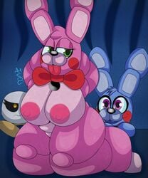 1boy 2girls animatronic anthro anthrofied areolae arms_behind_head big_breasts black_sclera blue_fur blue_skin bodily_fluids bonnet_(fnafsl) bowtie breasts chubby digital_media_(artwork) eyelashes feet female_focus five_nights_at_freddy's five_nights_at_freddy's:_sister_location fur furry green_eyes group half-closed_eyes humanoid kneeling lagomorph leporid looking_at_partner looking_back mammal minireena naked nipples non-mammal_breasts nude open_mouth pink_fur pink_skin plushtrapboyuwu presenting puppet_bonnie_(fnafsl) purple_skin rabbit robot shortstack simple_background slightly_chubby smile sweat sweaty sweaty_ass sweaty_breasts sweaty_butt sweaty_thighs thick_thighs tongue tongue_out video_games wet wide_hips yellow_eyes