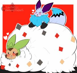 absurd_res chespa chespin cirothicc duo eevee feral hi_res male male/male nintendo pokémon_(species) pokemon sex spewpa thick_thighs video_games