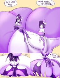 2girls alice_angel ass_expansion baroness_von_bon_bon bendy_and_the_ink_machine big_ass big_breasts colossal_ass cuphead_(game) english english_text enormous_ass female gigantic_ass huge_ass hyper hyper_ass massive_ass multiple_girls overgrowingassets speech_bubble thick_thighs wide_hips