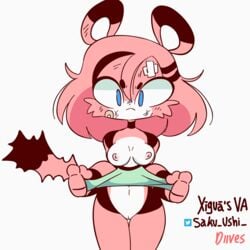 1girls animated anthro bottomless breasts clothed clothing color colored dialogue diives english_text female female_only fur furry furry_only gif partially_clothed profanity pussy short_playtime solo tagme tail text topwear xigua_(diives) xingzuo_temple