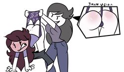 ass_up blush comic edit embarrassed female humiliation incest jaiden jaiden_animations jaiden_gets_a_wedgie_from_her_mom jaidens_mom mother_and_daughter panties public_humiliation semidraws sketch somebodyendme18 text wedgie youtube youtuber yuri