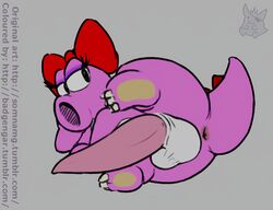 1boy anus badgengar birdo colored dinosaur furry huge_cock male male_only mario_(series) pink_skin scalie somnamg tail tapering_penis