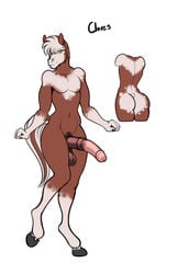 2021 anthro balls cloves_(freckles) digital_media_(artwork) equid equine freckles_(artist) genitals hair hooves horse hybrid_genitalia hybrid_penis male mammal medial_ring multicolored_hair nude penis simple_background solo two_tone_hair white_background