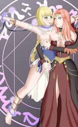 2girls alternate_costume bare_legs blonde_hair blue_eyes blush bondage bound breast_grab breasts breasts_out cornelia_arnim dancer dancer_outfit defeated drooling empty_eyes female female_dominated female_domination female_ejaculation female_focus female_only female_orgasm femdom femsub fingering fingering_partner fire_emblem fire_emblem:_three_houses green_eyes groping heart-shaped_pupils hypnosis ingrid_brandl_galatea large_breasts long_hair magic magic_bondage mind_control multiple_girls nintendo open_mouth orange_hair orgasm pussy pussy_juice restrained saliva sideboob smile squirting sweat torn_clothes wet yuri zxced