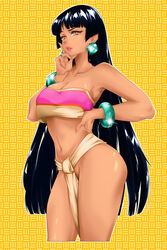 1girls black_hair bracelet bracelets breasts brown_eyes chel cleavage curvy dark-skinned_female dark_skin dreamworks earrings female female_only jewelry large_breasts loincloth long_hair looking_at_viewer native_american solo solo_female suiren_ciao the_road_to_el_dorado tubetop voluptuous