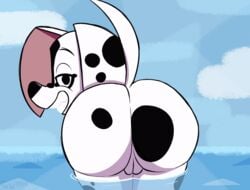 101_dalmatian_street 101_dalmatians anthro ass bedroom_eyes big_butt black_spots canid canine canis dalmatian dee_dee_(101_dalmatians) disney domestic_dog female fur genitals hi_res looking_at_viewer looking_back mammal narrowed_eyes nude outside partially_submerged presenting presenting_hindquarters pussy raised_tail sea seductive smile solo spots teeth water white_body white_fur whitewolf20xx