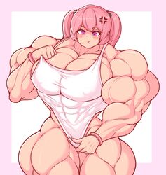 1girls abs armato_rem biceps bikini breasts buffsuki extreme_muscles female female_only huge_breasts hyper_muscles leotard muscles muscular muscular_female original pecs pink_hair pinkdiablo rem_armato solo thick_thighs