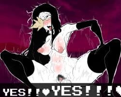 1boy 1girls ahe_gao black_hair blush coral_glasses cowgirl_position dialogue dream_bbq ena_(series) female glasses long_hair male male_pov nude p4n1 pani pov rolling_eyes text thighhighs tongue_out vaginal_penetration