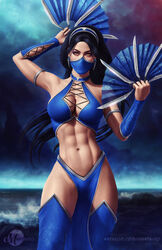 1girls 2d abs alternate_version_available assassin athletic athletic_female belly black_hair breasts brown_eyes brown_hair cleavage clothed clothes clothing curvy dark_hair edenian female female_only kitana kitana_(mk9) kunoichi large_breasts loincloth long_hair looking_at_viewer martaino mortal_kombat mortal_kombat_(2011) muscular muscular_female navel netherrealm_studios pinup princess royalty solo solo_focus thick_thighs war_fan watermark