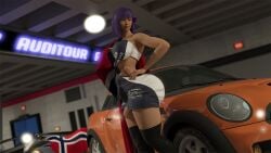 1futa 3d 3d_model auditour balls breasts car daz3d daz_studio dress flag futa_only futanari huge_cock light-skinned_futanari light_skin natt_(auditour) norwegian norwegian_flag original_character penis purple_hair race_queen tagme testicles vehicle
