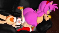 age_difference amy_rose anthro anthro_on_anthro anthro_penetrated anthro_penetrating anthro_penetrating_anthro big_ass bouncing_breasts cream_the_rabbit futanari leviantan581re sega sonic_(series) tagme tongue video