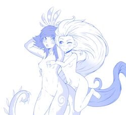 breasts feet female female_only league_of_legends naked neeko smutjegc thesmutjegc yuri zoe_(league_of_legends)