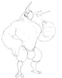 avian big_bulge black_and_white breath_of_the_wild bulge itzcharlie kass_(zelda) kosmonius male_only muscular muscular_male nintendo rito text the_legend_of_zelda