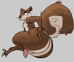 back_view big_ass doodle fat_ass femboy male_ass oc penis_showing squirrel