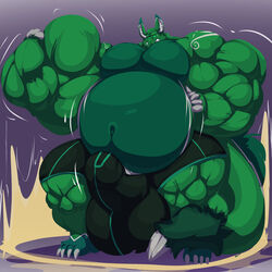 2020 4_toes 5_fingers anthro balls beast_(disambiguation) belly big_balls big_belly big_bulge big_muscles big_pecs big_penis bobert boxers_(clothing) bulge clenched_teeth clothed clothing expansion feet fingers flexing fur genital_expansion genitals green_body green_fur growth hand_on_stomach hi_res huge_balls huge_bulge huge_cock huge_muscles hyper hyper_balls hyper_belly hyper_bulge hyper_genitalia hyper_muscles hyper_penis male muscle_growth musclegut muscular muscular_anthro muscular_male navel pecs penis penis_expansion plantigrade solo stahdim_fueryon standing teeth toes underwear underwear_only