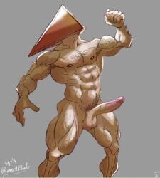abs amo118art huge_cock male male_only pecs penis pyramid_head silent_hill solo_male