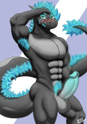 2020 abs absurd_res anthro armpit_hair armpit_tuft balls blue_body blue_eyes blue_fur blue_hair blue_penis blue_scales blue_spots body_hair claws digital_drawing_(artwork) digital_media_(artwork) dragon erection fur furred_dragon genitals grabbing hair hi_res holykittydream horn looking_at_viewer louis_(holykittydream) male male/male muscular muscular_anthro muscular_male nude pecs penis portrait pubes reptile scales scalie sex sharp_teeth signature simple_background smile solo spots tagme tail_tuft teeth tuft