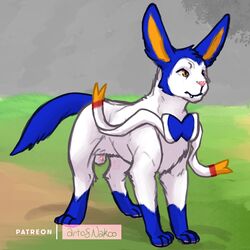 2021 animal_genitalia blue_body blue_fur conditional_dnp eeveelution feral fully_sheathed fur genitals long_ears male male_only nakoo nintendo paws pokémon_(species) pokemon ribbons sheath solo sylveon video_games white_body white_fur