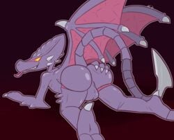 2021 alien ass balls genitals hi_res male male_only metroid nintendo presenting_hindquarters ridley solo space_dragon_(metroid) super_smash_bros. tongue tongue_out ultilix video_games wings yellow_eyes