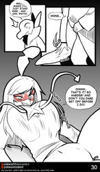 2020 anthro big_penis black_and_white blush closed_eyes clothed clothing coat comic decidueye english_text feathers female female_decidueye feral fluffy genitals hair hi_res magnus_(shiro-neko) male male/female masturbation matemi monochrome nintendo page_30 penis pokémon_(species) pokemon pokemon_(species) salandit shirt suit text topwear trenchcoat video_games