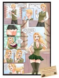 1girls adjusting_hair bangs big_breasts blonde_hair bra breasts candy caramel cleavage clothed clothing comic corruption curvaceous curvy curvy_female curvy_figure dialogue draco_malfoy ear_piercing earrings english_text female gender_transformation genderbent genderswap genderswap_(mtf) green_clothing green_eyes green_nail_polish green_nails half-closed_eyes harry_potter hips hogwarts_school_uniform long_hair long_sleeves magic male miniskirt mtf_crossgender mtf_transformation nail_polish purple_bra purple_underwear rule_63 school_uniform schoolgirl short_skirt short_sleeves skirt slytherin solo solo_female solo_focus speech_bubble student talking text themightfenek thick_thighs thighhighs thighs tie transformation underwear vest voluptuous wide_hips witch