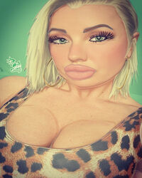 1girls animal_print bimbo female female_only huge_breasts instagram_model looking_at_viewer lula_luxury milf model pinup pinup_girls real_person realistic rsterling thick_lips