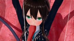3d aizu649 blazer brown_hair bukkake crying crying_with_eyes_open cum cum_in_clothes deepthroat eyes_rolling_back fellatio female forced_fellatio forced_oral green_eyes idolmaster idolmaster_cinderella_girls irrumatio koikatsu necktie oral rape school_uniform schoolgirl shibuya_rin slime tentacle vore