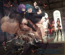 1girls 3futas areolae ass bernadetta_von_varley big_ass breasts byleth_(fire_emblem) byleth_(fire_emblem)_(female) cum cum_inside dialogue dorothea_arnault duo edelgard_von_hresvelg english_text female female_protagonist fire_emblem fire_emblem:_three_houses from_behind full-package_futanari futa_on_female futanari huge_ass huge_breasts huge_cock huge_testicles human hyper hyper_penis intersex large_breasts larger_female nintendo older_female penis petra_macneary pussy sex sinensian size_difference small_but_hung smaller_futanari testicles text torn_clothes uncensored watching younger_dom_older_sub younger_futanari younger_penetrating_older