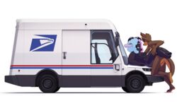 anthro copper_(character) duo female hi_res imminent_sex male male/female renabu united_states_postal_service vehicle