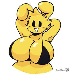 anthro black_bra furry lewd_bun_64 mob_face poster_bun_bun simple_face strugglebunny yellow_fur