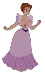 1girls breasts clothed clothing disney dress female female_only human inusen mary_darling milf mostly_clothed nipples one_breast_out one_breast_out_of_clothes peter_pan_(disney) pink_dress solo standing third-party_edit