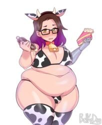 1futa bbw belka_dog big_breasts breasts bulge cleavage cow_ears cow_print cuccoking dickgirl fat_futa futa_only futanari large_breasts obese_futanari overweight overweight_futanari small_penis solo tiny_penis